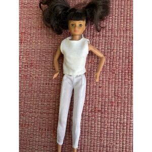 1966 Barbie Doll Malaysia with White Outfit and Curly Hair